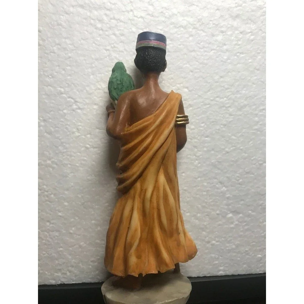 Ks Collection African Male Figurine w/Staff and Bird